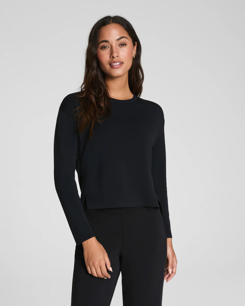 Air essentials long sleeve side slit top black by Spanx
