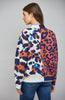 Navy orange animal print cardigan by Fate