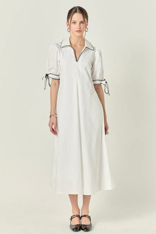 Stitch detail midi dress by English Factory