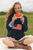 Cotton knit American flag sweater by Before You