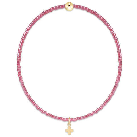 Hope classic pink champagne bracelet signature cross small gold charm by Enewton