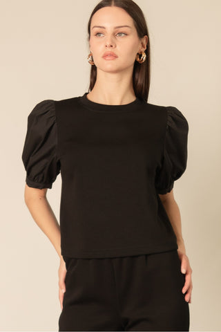 Butter modal round neck with poplin shirt black by Before You