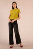 Mock neck short sleeve sweater lime green by Molly Bracken