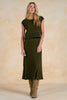 Two piece olive sweater dress by Elan