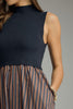 Navy and brown striped sleeveless dress by Entro