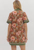 Brown fall floral mini dress by Entro