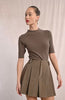 Short sleeve mock neck sweater khaki by Molly Bracken