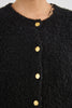 Black boucle cardi with gold buttons by Molly Bracken