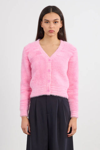 Pink white cozy cardi by Molly Bracken