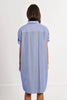 Blue and white striped button down dress
