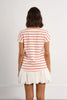 V Neck Tee Pink Red Stripe by Molly Bracken