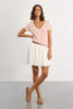V Neck Tee Pink Red Stripe by Molly Bracken