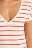V Neck Tee Pink Red Stripe by Molly Bracken
