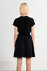Black cinch waist mini dress