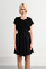 Black cinch waist mini dress