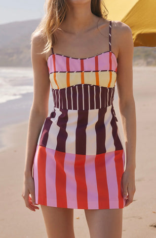 Stripe printed sleeveless mini dress by English Factory