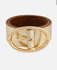 Metallic leather belt with sleek oval buckle by Amsterdam Heritage