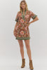 Brown fall floral mini dress by Entro