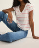 Striped modern vneck tee red hot by Z Supply