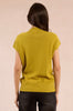 Mock neck short sleeve sweater lime green by Molly Bracken