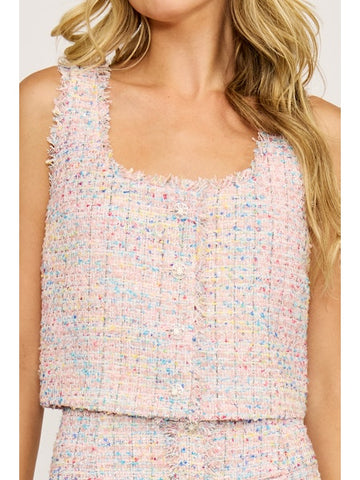 Lisa cropped vest top pink combo by Lucy Paris