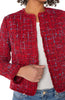 Collarless jacket frayed hem red multi by Liverpool