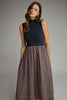Navy and brown striped sleeveless dress by Entro