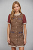 Lurex mixed tweed dress with contrast trim sand wine by Fate