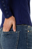 Long sleeve mock neck button detail maritime navy top by Liverpool