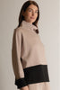 Butter modal color block mock neck top taupe by P. Cill