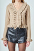 Ruffled v neck cardigan tan by Endless Rose