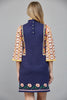 Navy and floral high neck knit sweater dress by fate