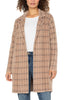 Open front coatigan camel cream plaid by Liverpool