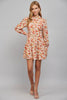 Matching waist tie detail floral print button down cream dress by Fate