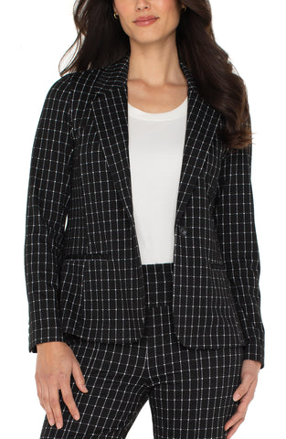 Fitted blazer black white window pane check by Liverpool