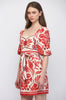 Geo and tropical print linen mini dress