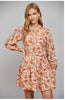 Matching waist tie detail floral print button down cream dress by Fate
