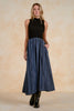 Mock neck sleeveless maxi black denim by Elan