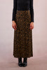 Black and khaki animal print maxi skirt by Molly Bracken