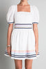 Poplin mini dress with ric rack trim in white by English Factory
