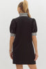 Casual dress with seersucker collar and sleeve black by Entro