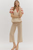 Ecru puff sleeve top rust embroidery by Entro