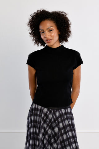 High neck cap sleeve sweater black by Molly Bracken