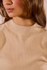 Short sleeve mock neck sweater beige by Molly Bracken