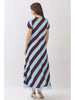 Blue and brown striped feather maxi dress by TCEC
