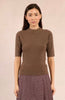 Short sleeve mock neck sweater khaki by Molly Bracken
