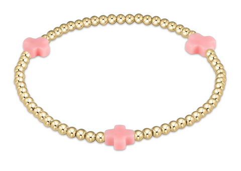 Signature cross 3mm bracelet- pink by Enewton