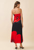 Black red flower maxi dress