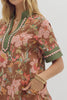 Brown fall floral mini dress by Entro