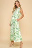 Leaf print maxi with belt by TCEC